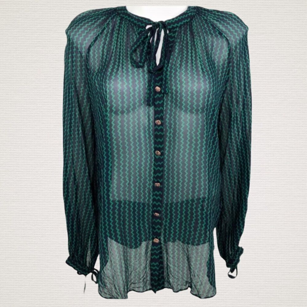 MAEVE Anthropologie Viscose Blouse Medium Green